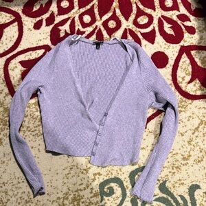 Torrid Lavender Ribbed Button-Front V-Neck Sweater